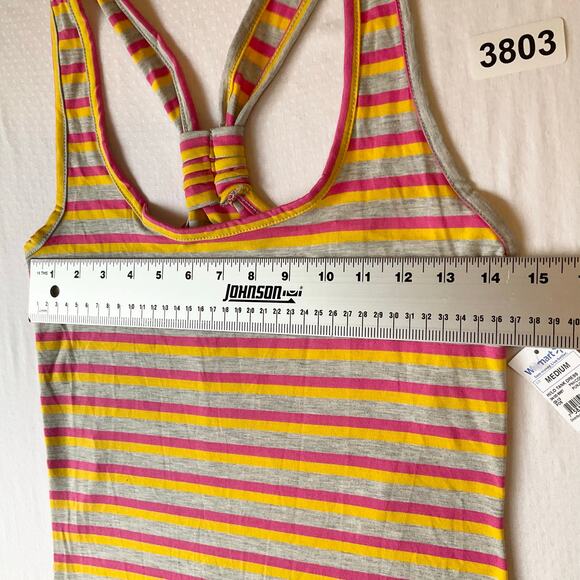 Derek Heart Women Dress size M Sleeveless High-low Stretchy Stripes Orange Gray - Picture 2 of 6